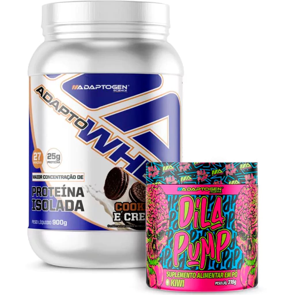 Proteina Isolada Whey Adapto Whey 900g + Dila Pump 318g Pré Treino Vasodilatador