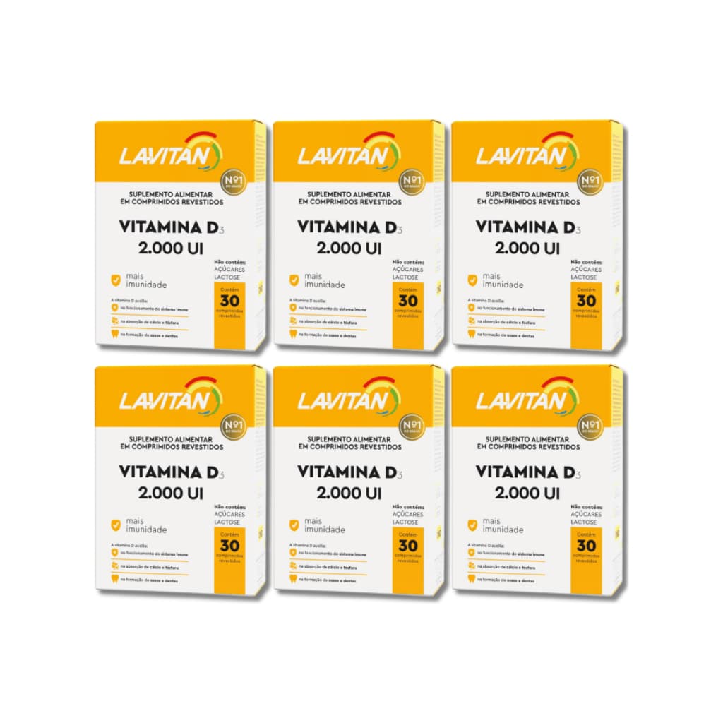 06Un Lavitan Vitamina D 2.000 UI Imunidade e Vitaminas Esssenciais 30 Comprimidos CADA