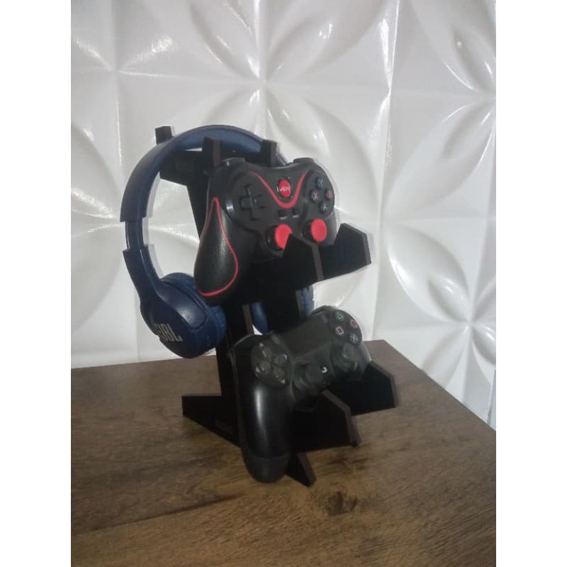 Suporte para 2 joystick controle de video game e um headset ps1, ps2, xbox, xbox 360 etc..