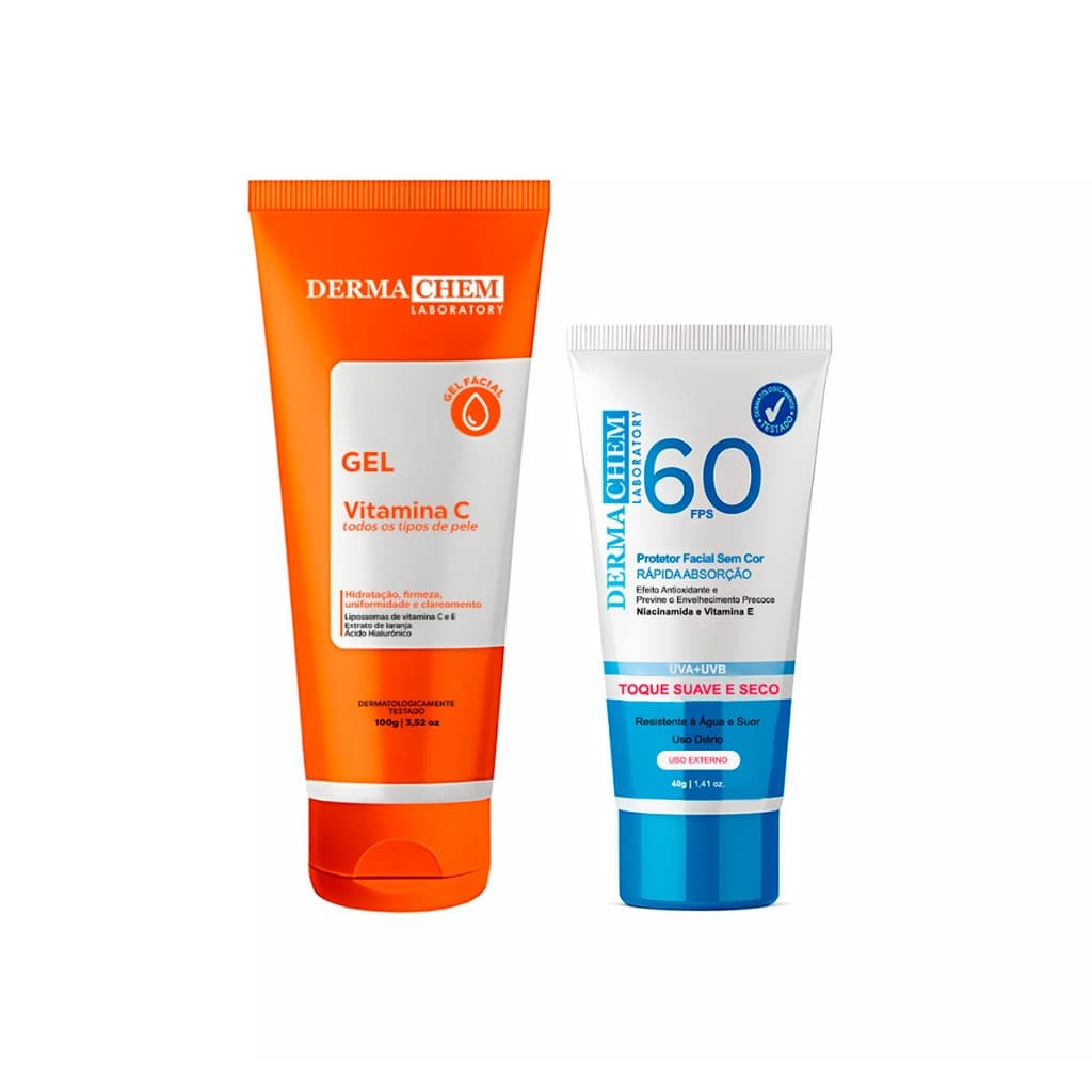 Dermachem Kit 2un - 1un Gel Facial Anti Idade + 1un Protetor Solar Fps60 Sem Cor