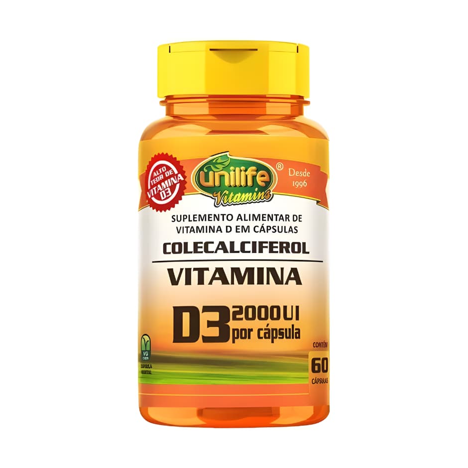 Suplemento Alimentar Vitamina D3 2000 Ui Colecalciferol 60 Capsulas - Unilife