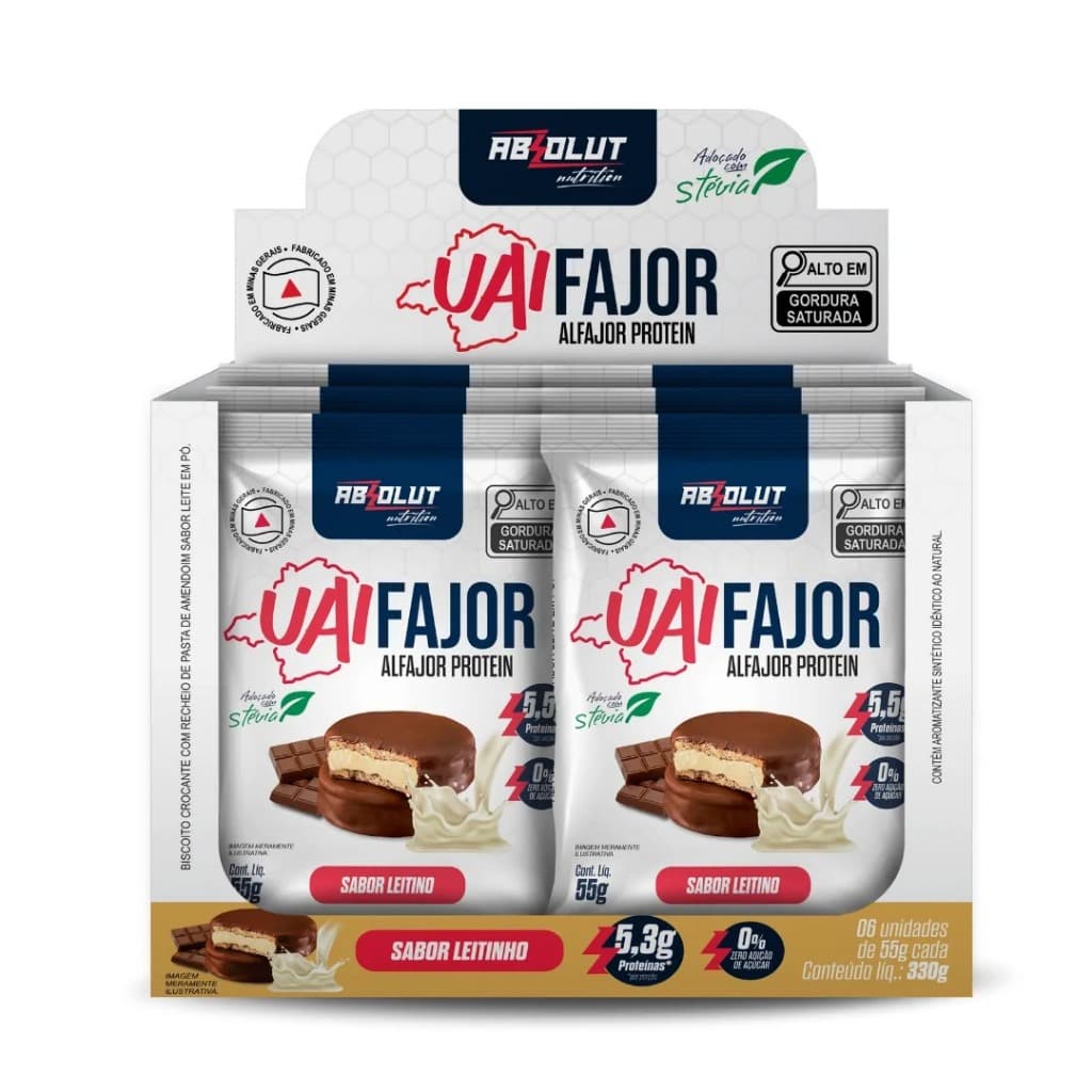 Alfajor Chocolate Sem Açúcar C/ Whey Protein Uaifajor Caixa Com 06 Unidades