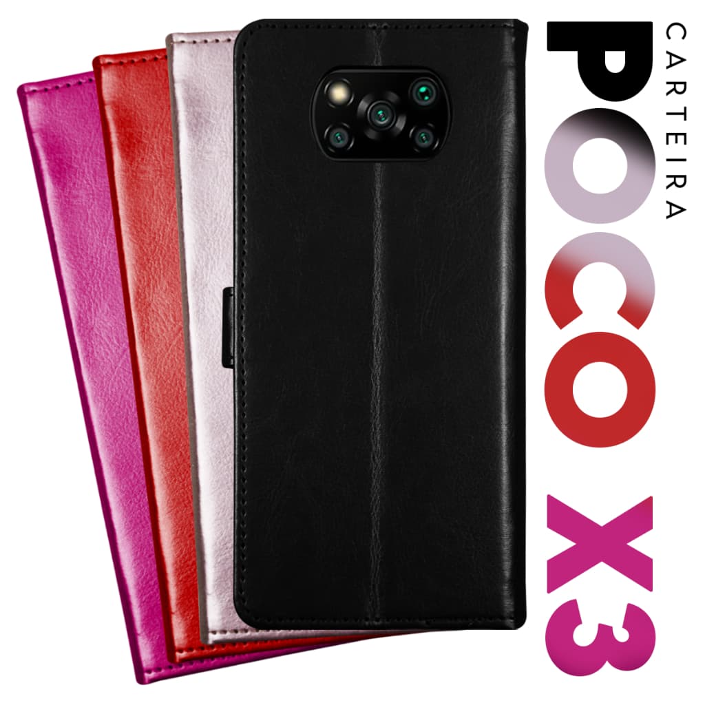 Capa Case Capinha Carteira Flip Cover Couro Sintético PRETA Para Xiaomi Poco X3 Pro Nfc tela 6.67 pol - Cell in Power25