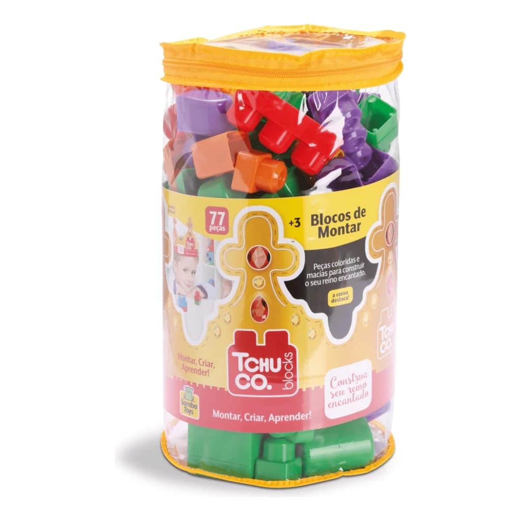 Blocos De Montar - Tchuco Blocks 77 Peças - Samba Toys Lego