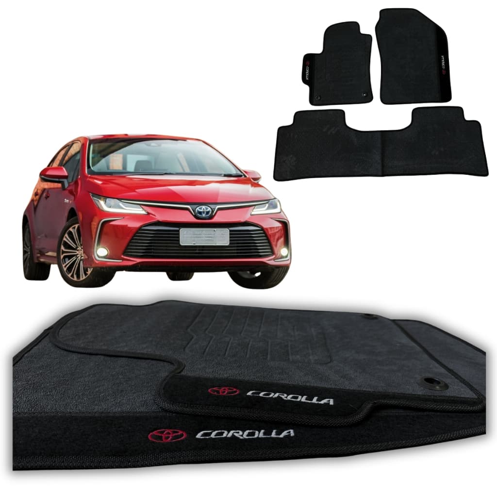 Jogo Tapete Corolla: Tapete Automotivo emborrachado Personalizado em Carpete para Modelos 2020 2024