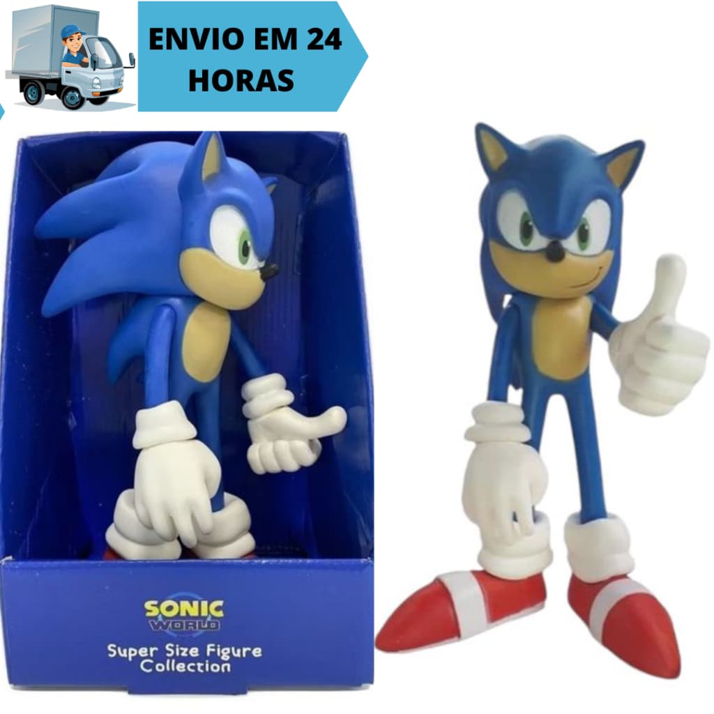 Boneco Sonic 28cm Articulado Brinquedo Collection Grandes Articulado Super Size Sonic World
