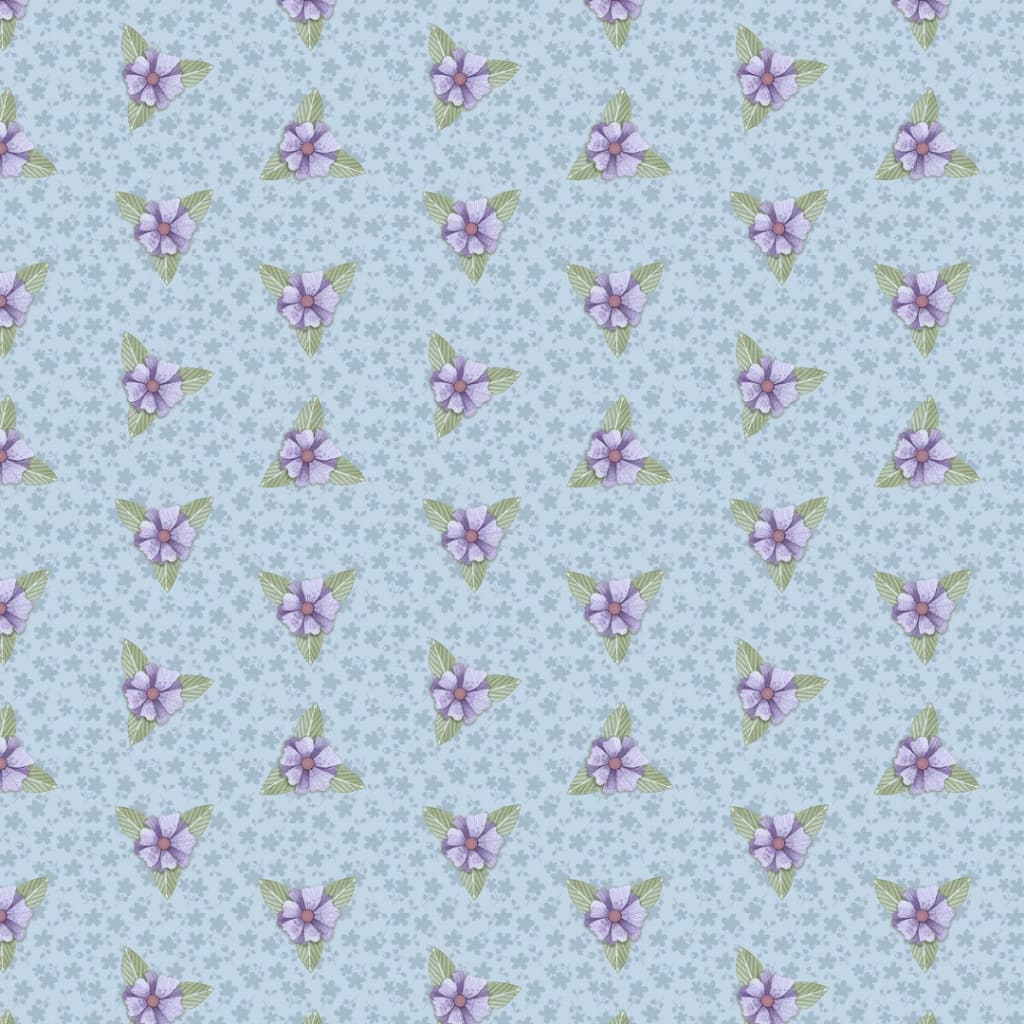 Tecido Patchwork Mini Floral Passarinhos Azul (80 cm) PSS006