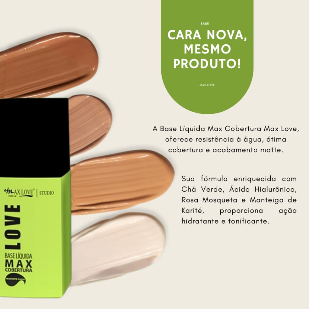 Base Líquida Vegana Acabamento Matte Max Cobertura Max Love