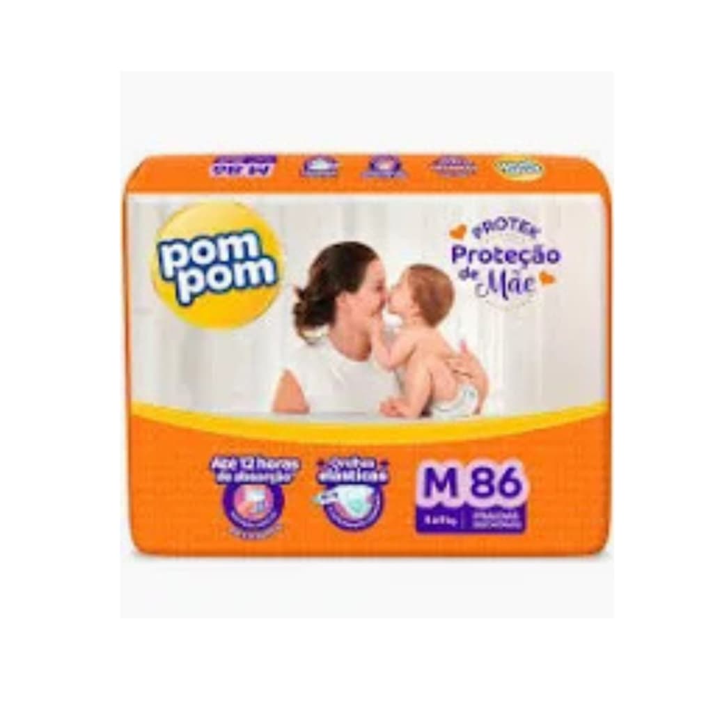 Pacote Hiper Fralda Descartável  Pom Pom Protek Proteção de Mãe 12 Horas Orelhas Elasticas Barreira Antivazamento Testad