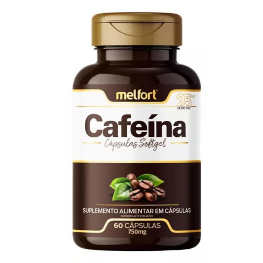 Cafeína 750mg 60 Cápsulas Softgel Pré-treino Dosagem Máxima