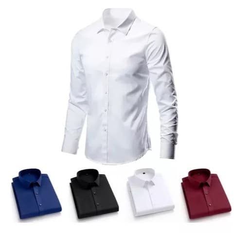Camisa Social Masculina Slim Manga Longa em Três Cores  (Sem Bolso)
