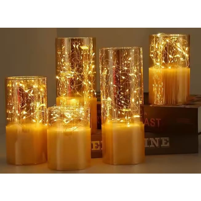 Luminária de LED Natal Ambar Lâmpada com fio de LED Tubo de Vidro Decorativa Fina com Bateria Festas