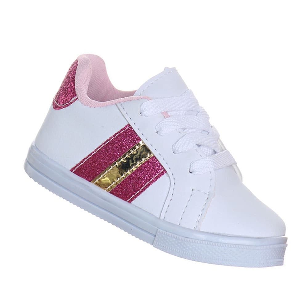 Tenis de Menina Infantil Branco Glitter Confortavel e Macio