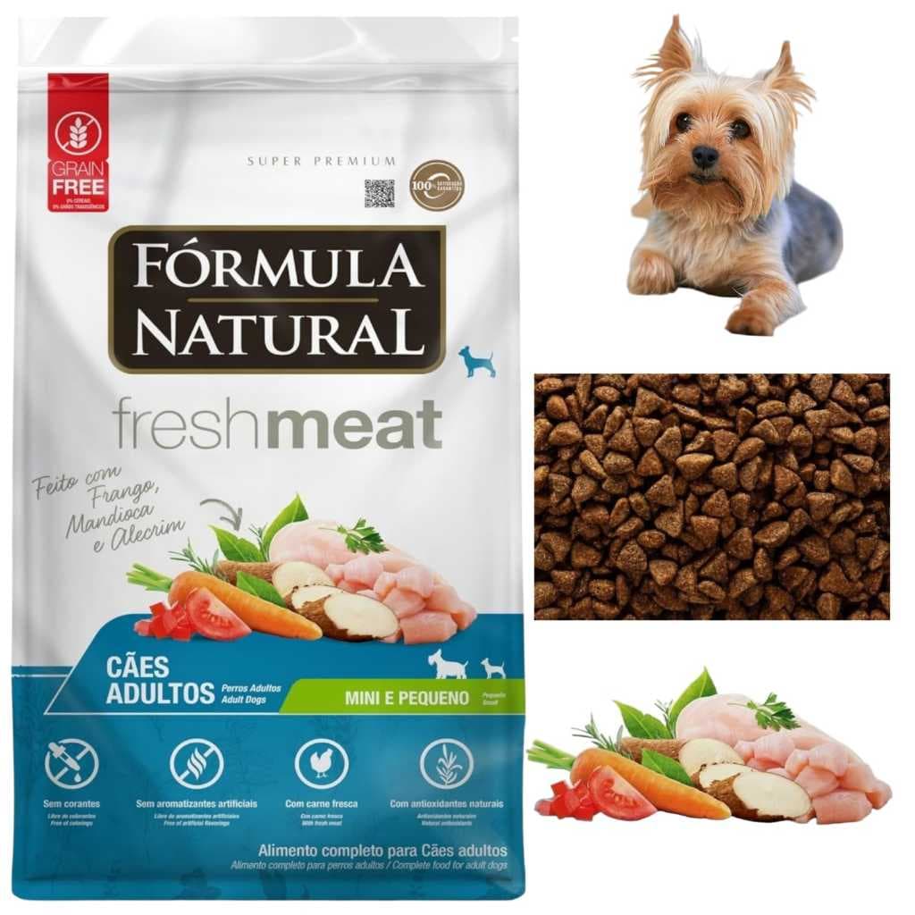 Ração Fórmula Natural Fresh Meat Cães Adultos Mini Pequeno 1kg Frango Mandioca Alecrim Cachorro Dog Super Premium