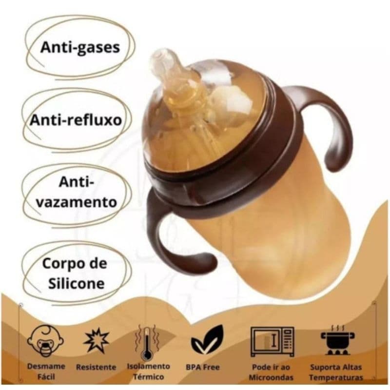 Mamadeira de silicone Dr Isla 240ml, mamadeira nanosilver imita peito de silicone para bebê recém nascido anticólica
