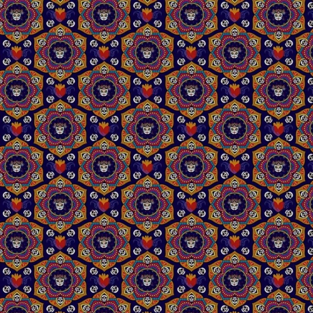 Tecido Patchwork Digital Caveiras Mandalas (90 Cm) 9017091
