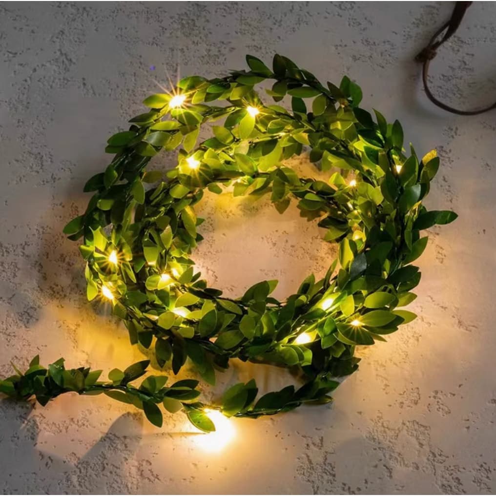 Cordão De Leds Folhas Artificiais Decorativas Luminária Luzes Led 2m 20 Leds/10m 100 Leds