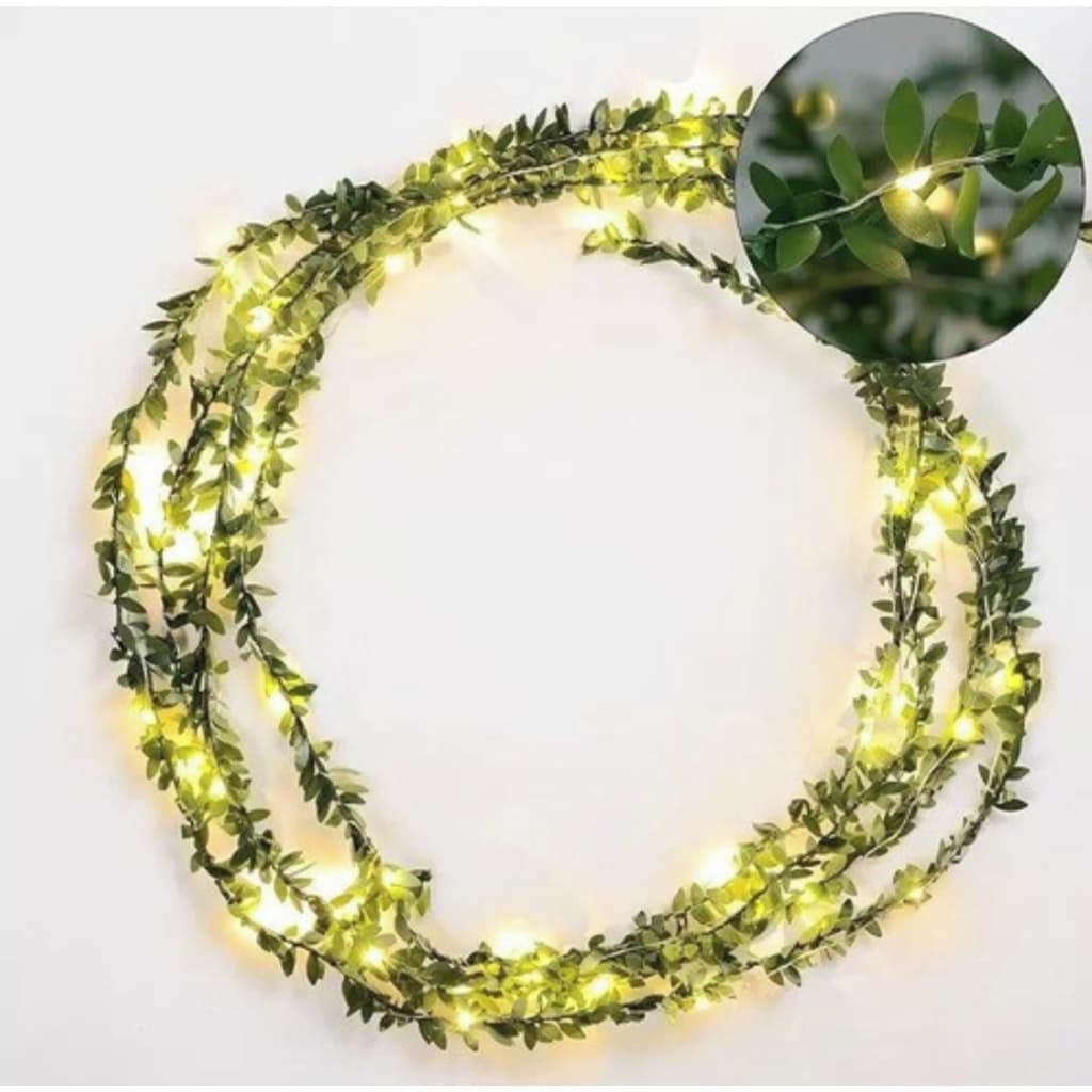 Cordão De Leds Folhas Artificiais Decorativas Luminária Luzes Led 2m 20 Leds/10m 100Leds