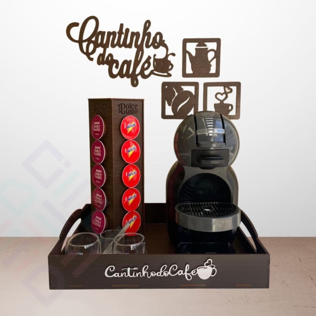 Torre Suporte Porta 20 Cápsulas Café Dolce Gusto Três Corações Café Expresso Mdf chá bule cafeteira