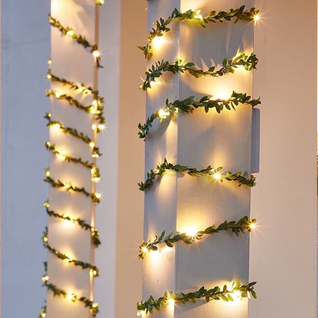Cordão De Leds Folhas Artificiais Decorativas Luminária Luzes Led 2m 20 Leds