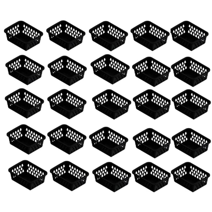 Kit 25 Cesto Organizador Multiuso Lavanderia Banheiro Preto 16x12x6cm