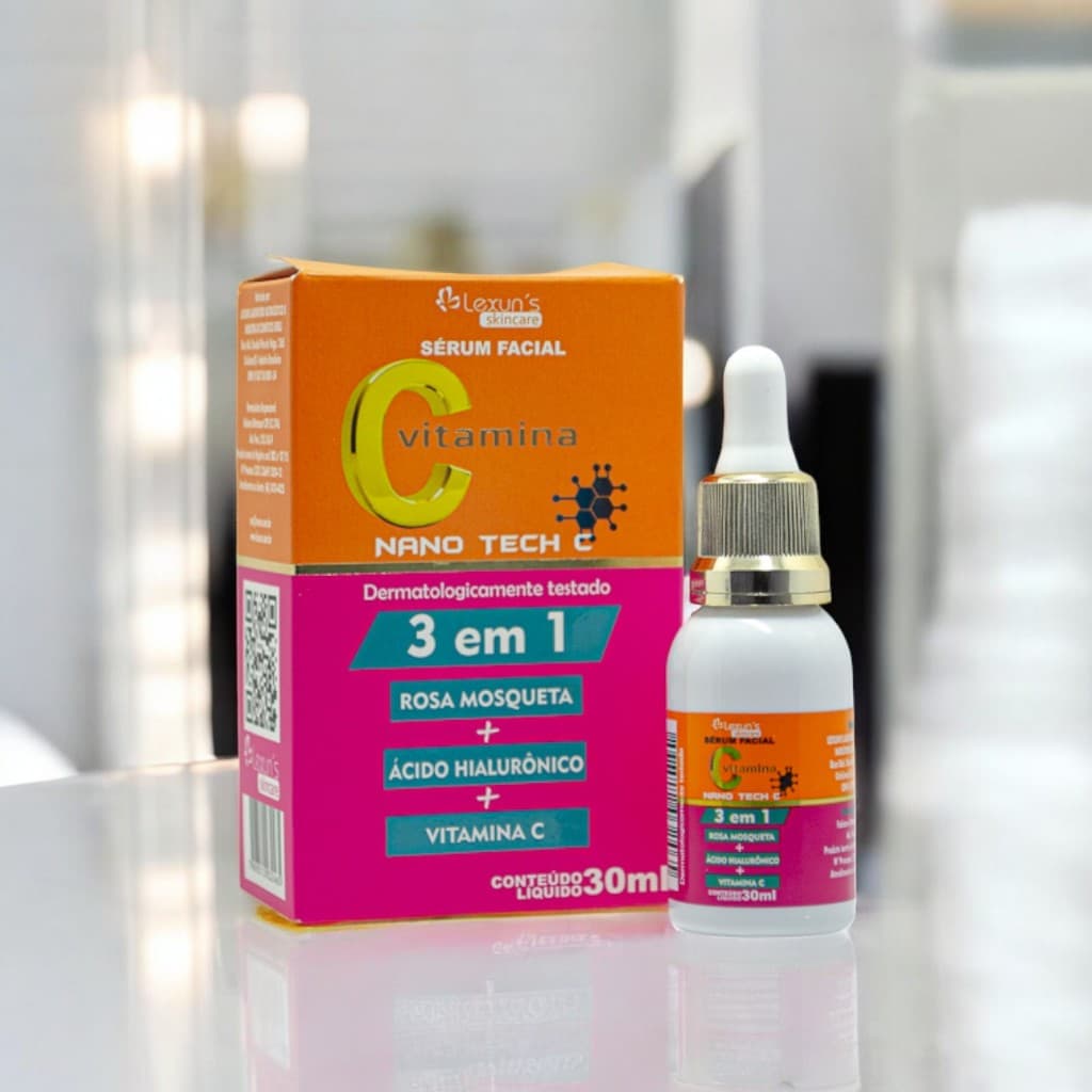 Sérum Facial Nano Tech C 3 em 1 – Vitamina C, Rosa Mosqueta e Ácido Hialurônico
