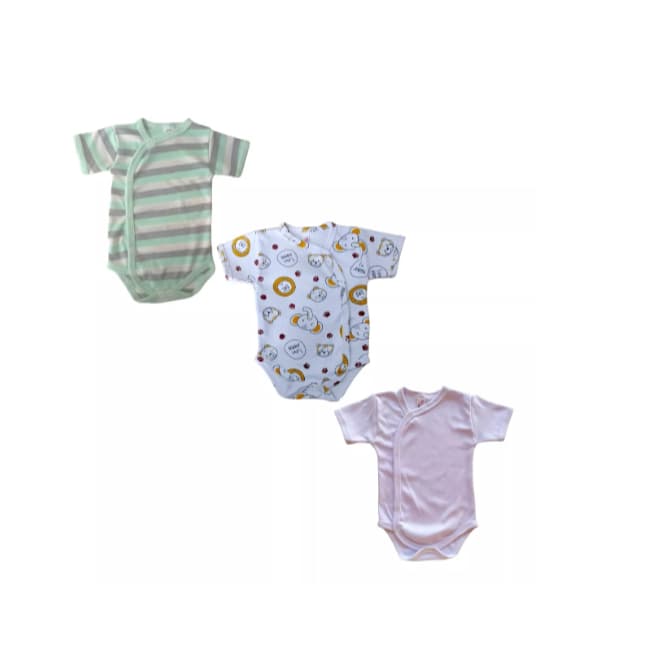 Kit C/ 3 Body Kimono Bebê Manga Curta Frete Grátis Enxoval Bore Infantil Roupinha De Bebe Verão Criança Suedine Algodão