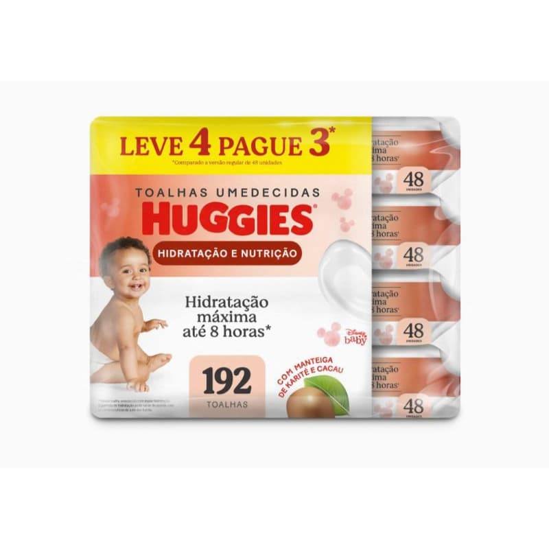 Toalhas Lenços Umedecidos Huggies Supreme Care Leve 4 Pague 3 - 192 unidades