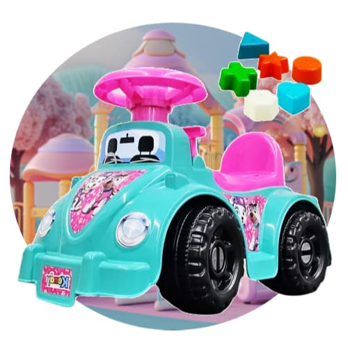 Andador 1 a 3 anos Motoca Educativo Menina Tiffany Buzina Volante Peças Geométricas - Inmetro