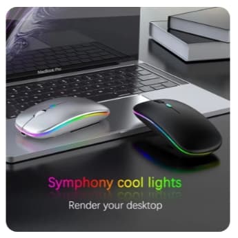 Mouse ergonômico sem fio para jogos, Mouse recarregável, RGB, Bluetooth, LED, PC, 3600D CINZA
