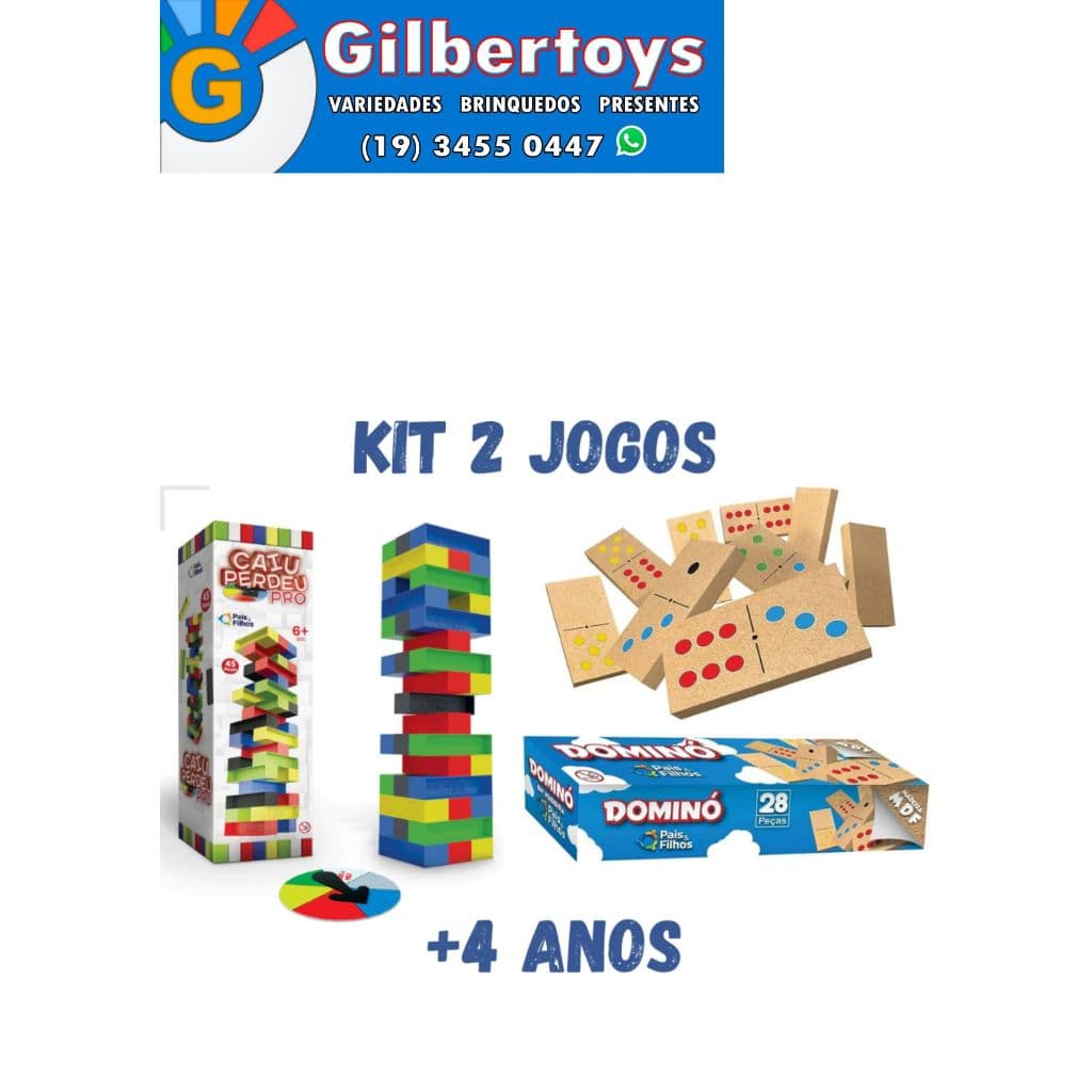 Kit Caiu Perdeu Pro e Domino - Jogos Infantis Educativos Jogos Pedagógicos jogos para toda a família