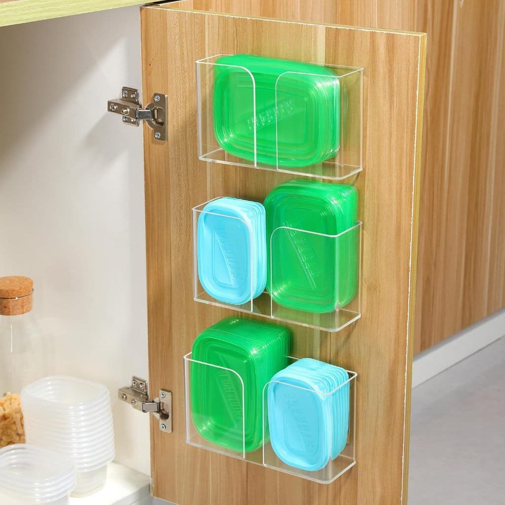 Organizador Multiuso para Armário de Cozinha Armazene Tampas e Plásticos