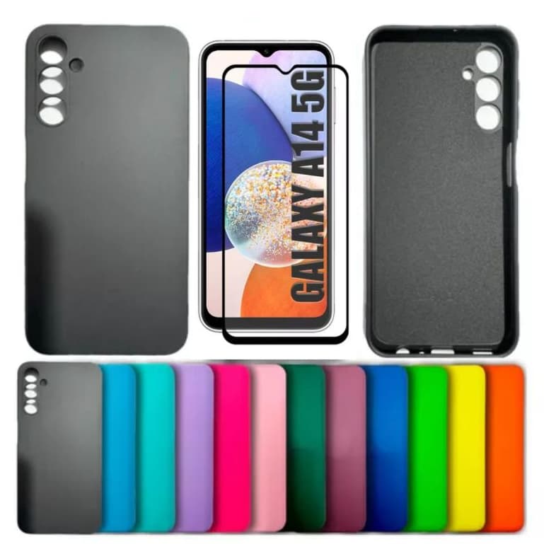 Pelicula Vidro 3D Samsung A14 + Capinha Aveludada Colorida Capa