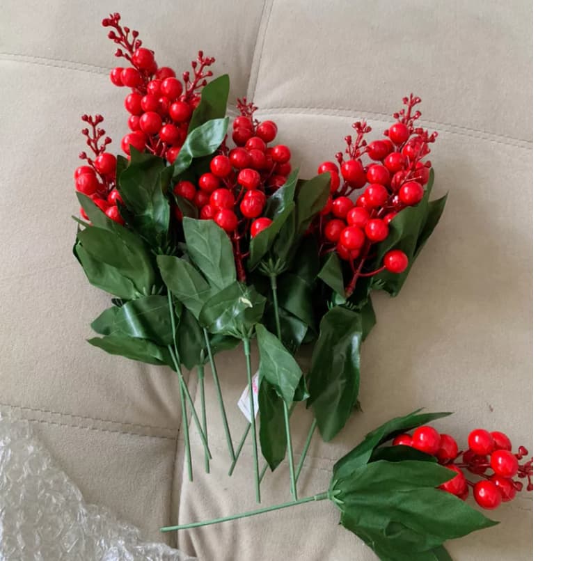 azevinho artificial de natal,holly berry vermelho natalino p/decoracao de arvore de natal,guirlanda,visco 1 amarrado com