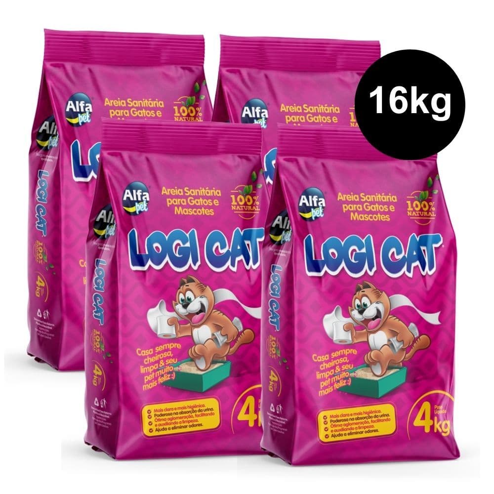 16kg de Areia Higiênica para Gatos Logi Cat Pet Granulado Sanitária Caixa de Areia