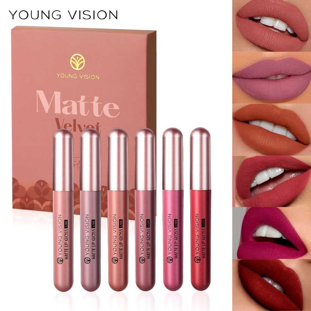 Conjunto de batons young vision Matte Nude, 6 unidades, de longa duração maquiagem de batom líquido prova d'água
