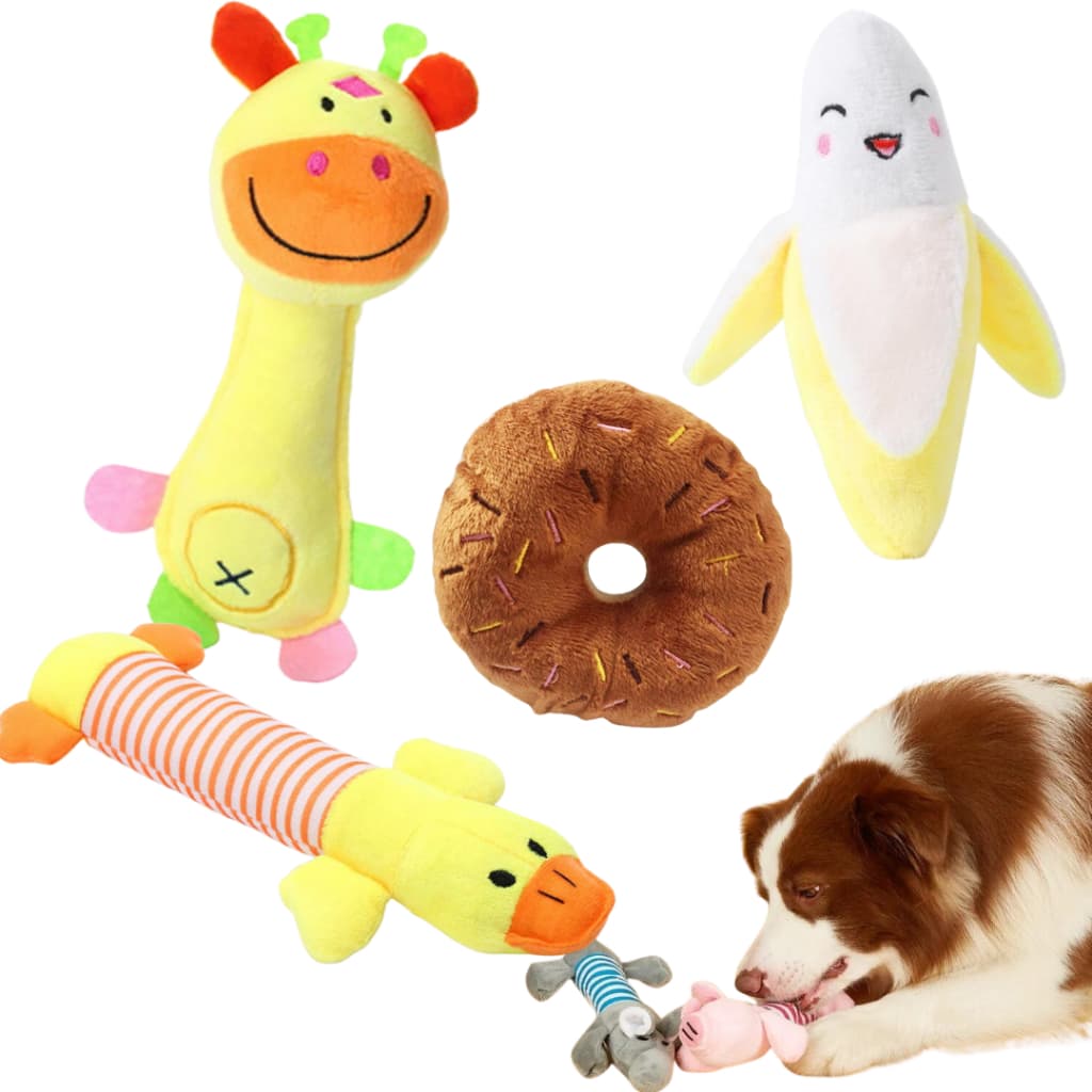 Kit 4 brinquedo mordedor pelucia Pet com barulho cachorro gato