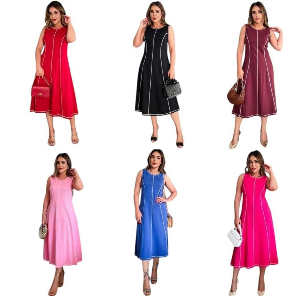 Vestido basico, vestido midi, vestido verão, vestido casual