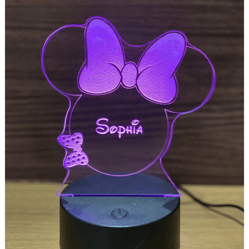 Luminária abajur infantil com nome gravado. luminária 3d, abajur Led 7 cores