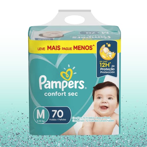 Pampers Confort Sec Fraldas Descartáveis M com 70 Unidades
