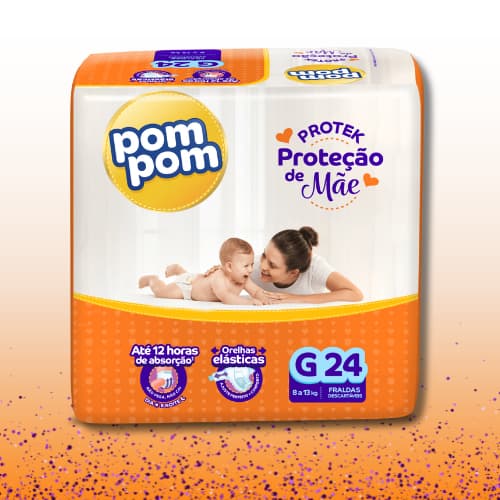 Fralda Pompom Derma Protek G Com 24 Unidades