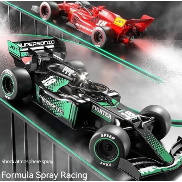 Carrinho Formula 1 Controle Remoto Recarregável Solta Fumaça Drift Go Spray Racing F1