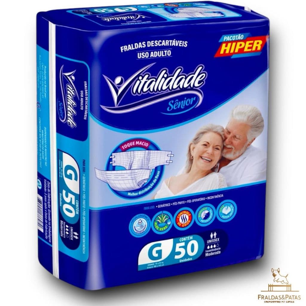 Fralda Geriátrica Adulto Vitalidade Sênior Pacotão Alta Absorção - Tamanhos M, G, XG