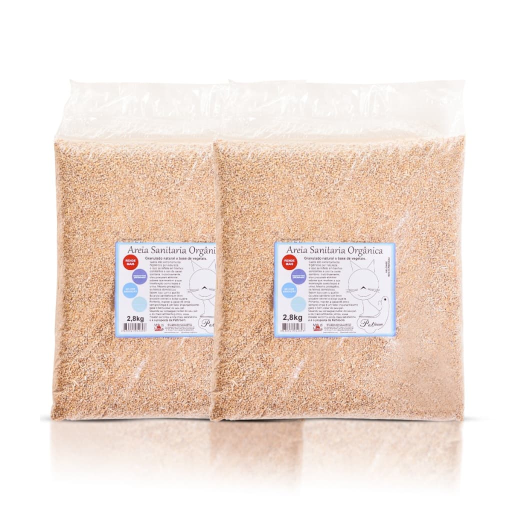 Kit Areia Higienica Sanitaria Para Gatos 5.4KG Base Mandioca