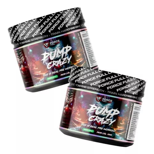 Kit 2x Pré Treino 150g Pump Crazy Beta alanina Cafeína Taurina Arginina Sabor Maça Verde Force Full Labz