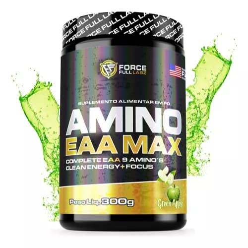 Aminoacidos Essenciais Eaa Max Bcaa + Eaa9 Suplemento Pre, Pós E Intra Treino 300g Sabor Maça Verde | Force Full Labz