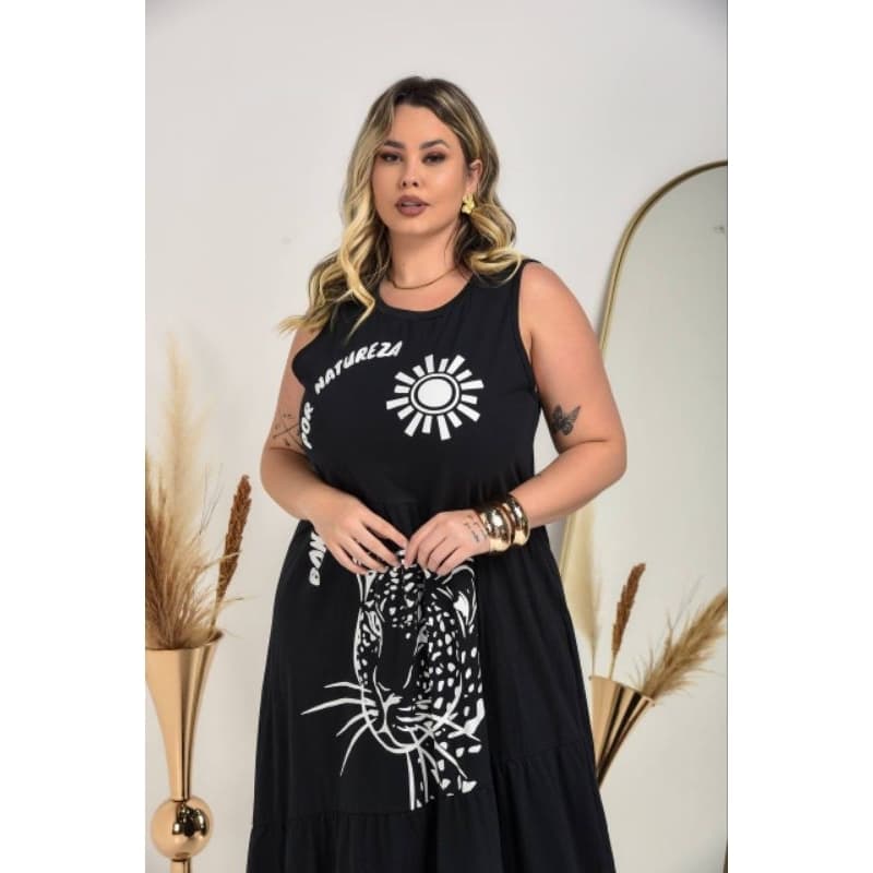 Vestido inspiração Farm, vestido plus, vestido plus size, vestido plus onça, vestido verão