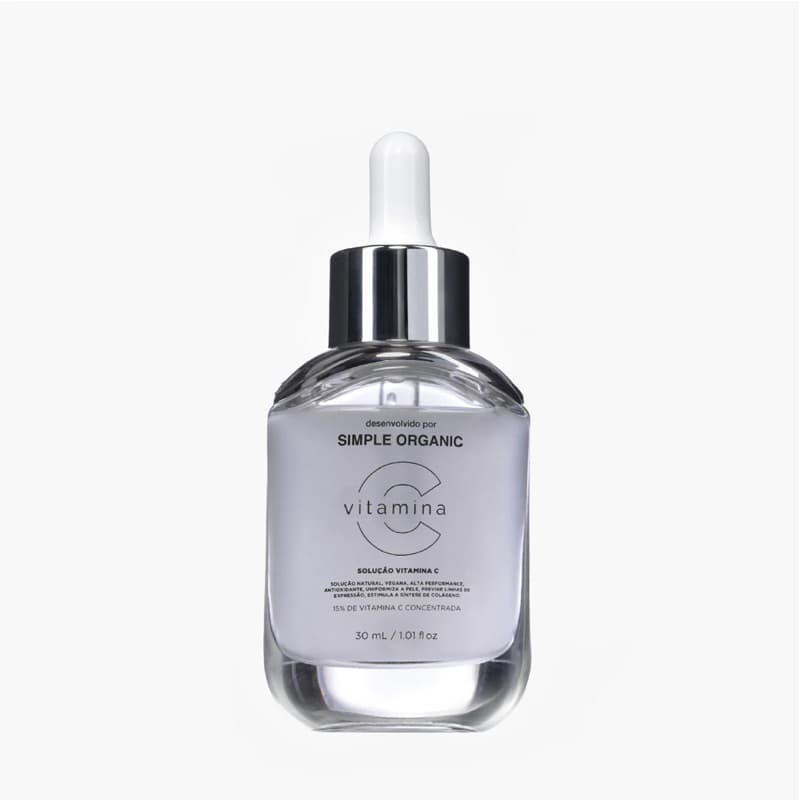 Sérum Solução Vitamina C - Simple Organic - 30ml - Lifting, Anti Idade, Pele Oleosa, Mista, Colágeno