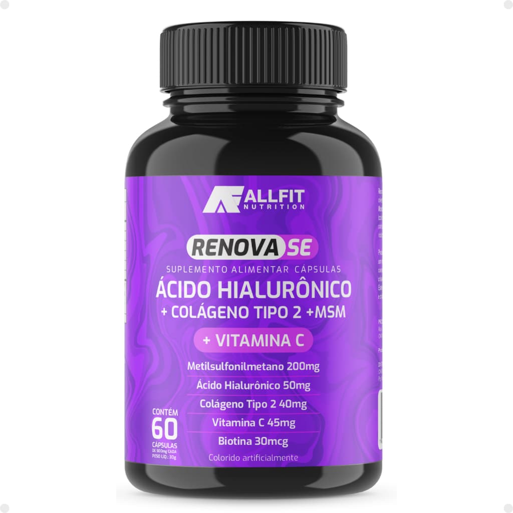 Colágeno Renova em 60 Cápsulas Tipo 2 Articulação com Ácido Hialurônico, Vitamina C, Biotina Allfit
