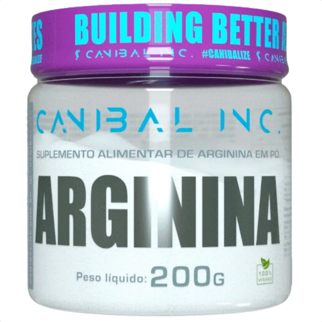Arginina 100% Vegana Canibal Inc 200g L-Arginina Mais Energia e Pump Aminoácido Pré Treino